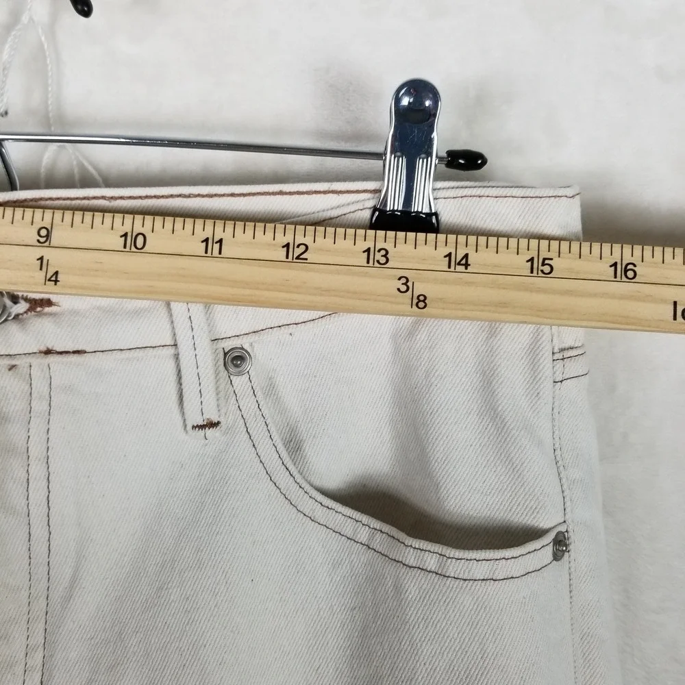 Good American Good Standard Straight Jeans Women 4/27 White Raw Hem Mid Rise